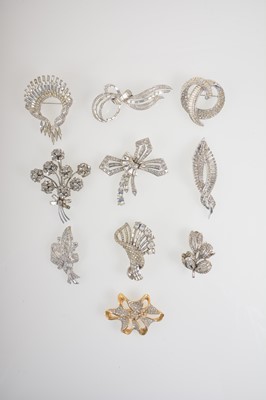 Lot 356 - Ten white paste vintage cocktail brooches.