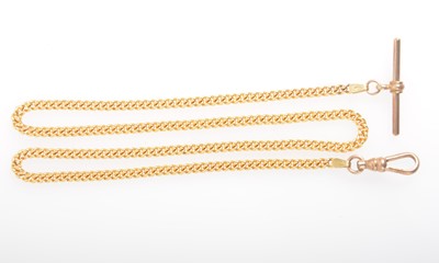 Lot 329 - A 9 carat yellow gold single albert watch chain.