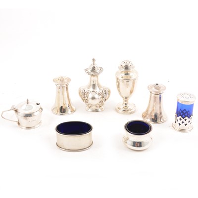 Lot 170 - A collection of silver and plated condiments.