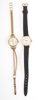 Lot 330 - Two lady's vintage wrist watches with gold elements.