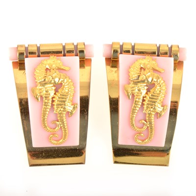 Lot 368 - A 1930s Art Deco Hippocampe pair of dress clips retailed by JHP of Paris