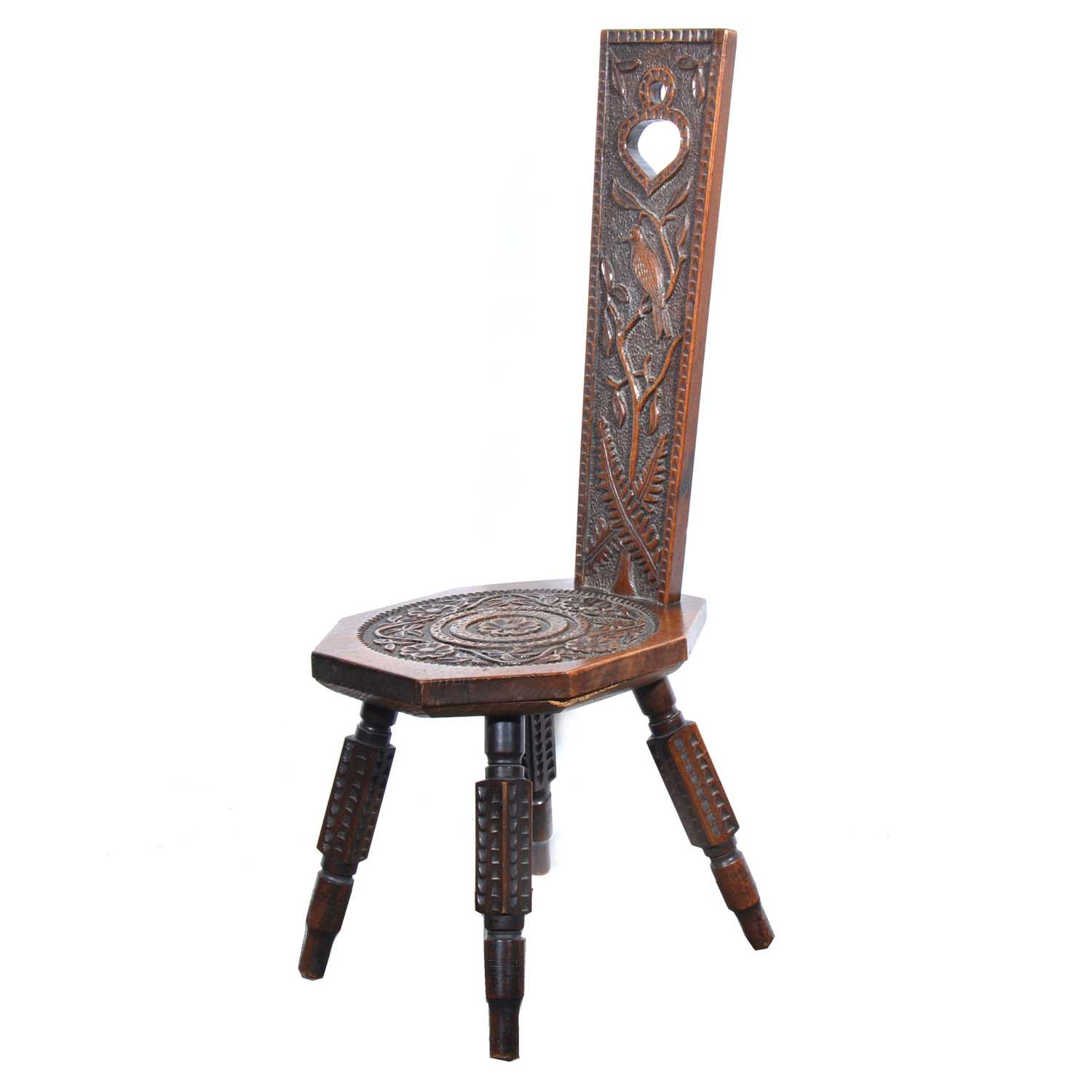 Lot 426 - Carved oak spinning chair