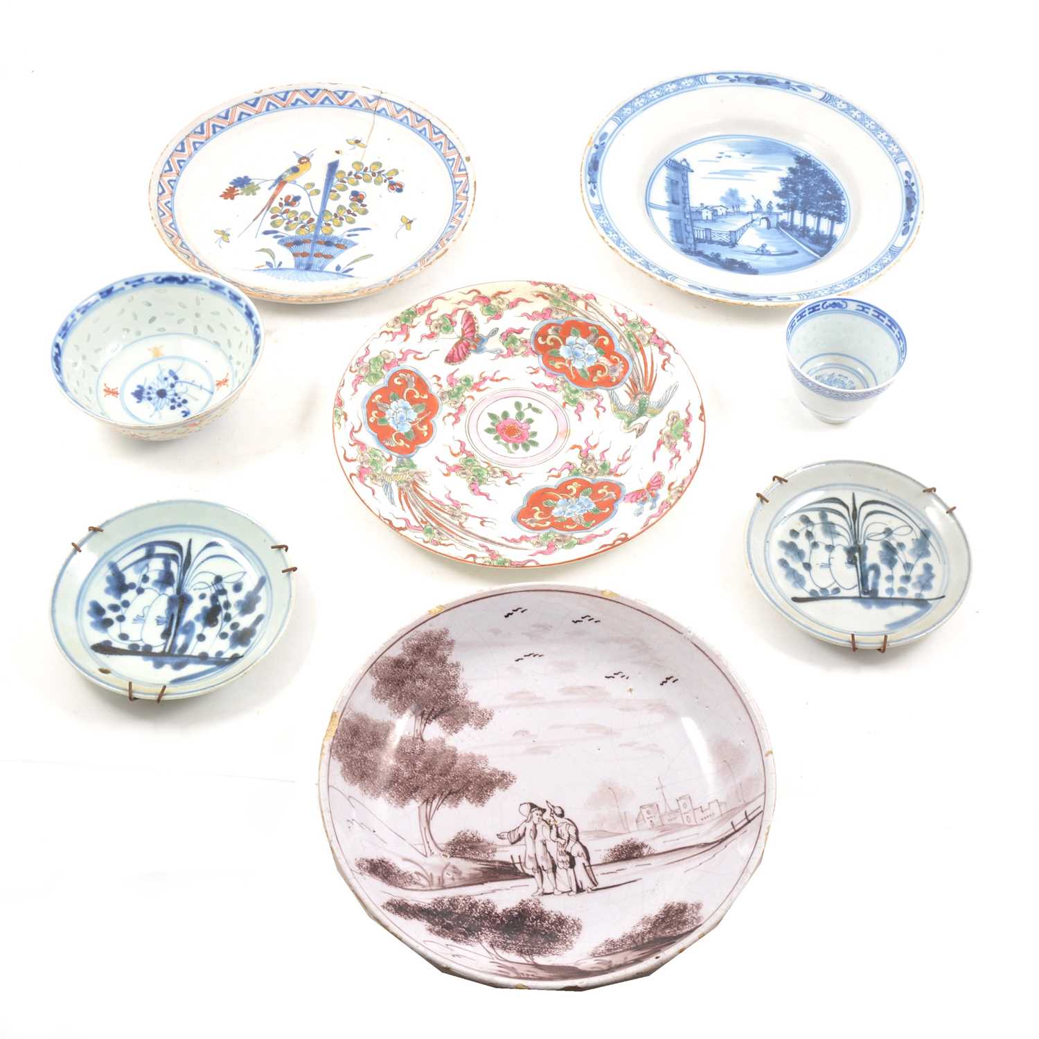 Lot 93 - Delft plates, etc