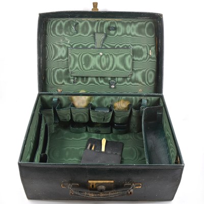 Lot 261 - A Leather toilet case, by Pittway Brothers, London, watered silk lining, (no contents), 45cm wide.