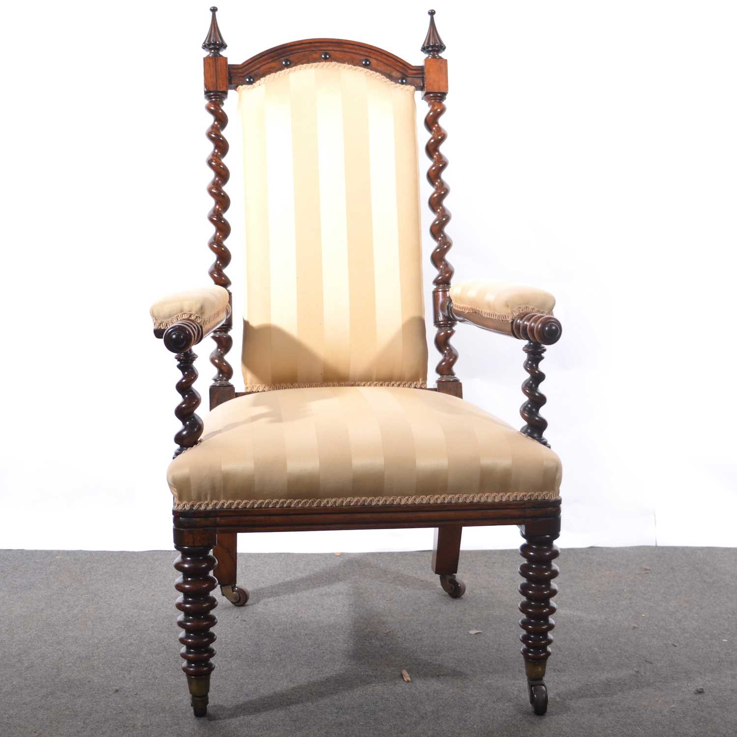 Lot 410 - Victorian rosewood armchair.