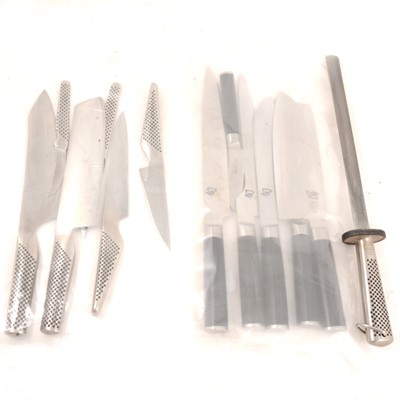 Lot 190 - Set of six Global kitchen knives; and six Kai Shun kitchen knives.
