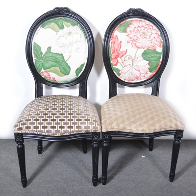 Lot 578 - Set of four painted balloon-back chairs.