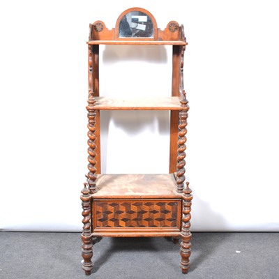 Lot 558 - Victorian walnut whatnot and an oak stool.