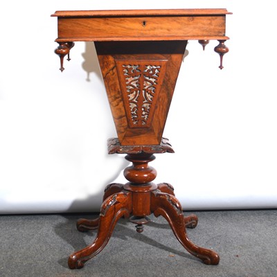 Lot 490 - Victorian walnut work table.