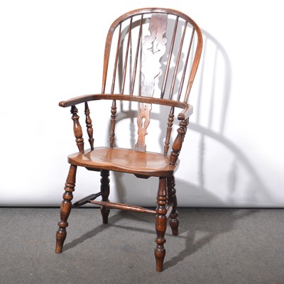 Lot 496 - Victorian ash and beech Windsor chair.