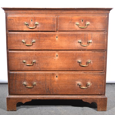 Lot 485 - George III oak chest of drawers.