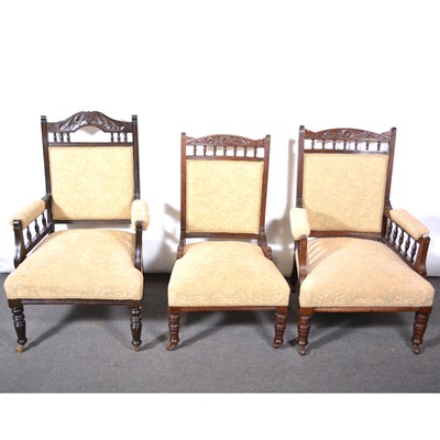 Lot 180 - Pair of Edwardian elbow chairs and two similar.