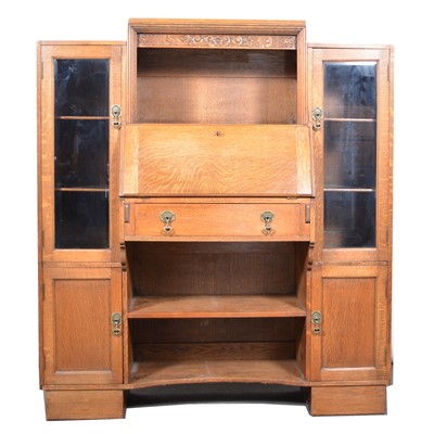 Lot 434 - Oak bureau bookcase, circa 1930.