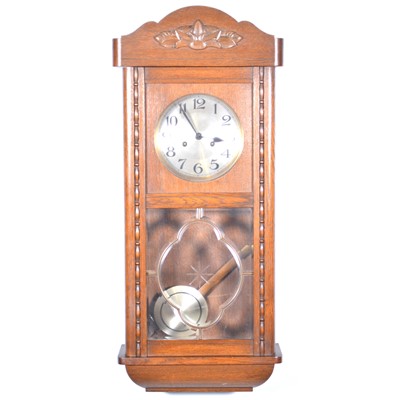 Lot 188 - Oak cased wall clock.