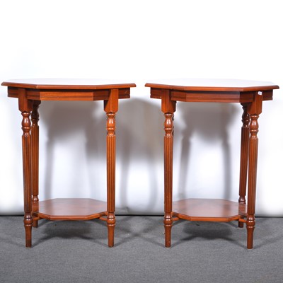 Lot 519 - Pair of reproduction yew wood occasional tables