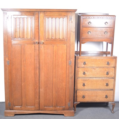 Lot 447 - Double wardrobe and chests of drawers.