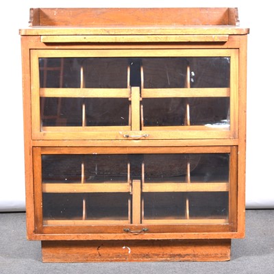 Lot 448 - Stained wood haberdashery counter cabinet.