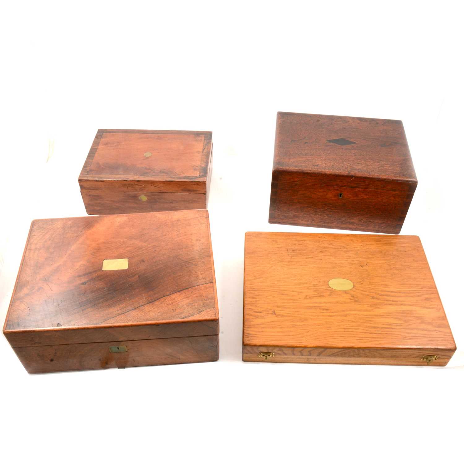 Lot 125 - Georgian mahogany caddy, a Victorian rosewood slope, and other boxes.