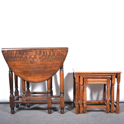 Lot 453 - Oak gateleg table and occasional tables.