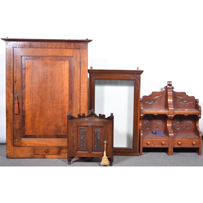 Lot 428 - Small mahogany display cabinet; hanging corner cupboard, etc