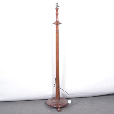 Lot 410 - Mahogany standard lamp, fluted shaft, circular...