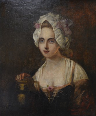 Lot 409 - 19th Century School, head and shoulders portrait of a girl, oil on canvas