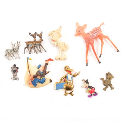 Lot 346 - Nine Disney related pendants and brooches, celluloid, Charles Horner, enamel.