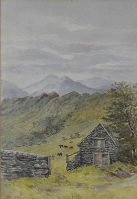 Lot 474 - English school - Mountain landscape, and other prints and frames.
