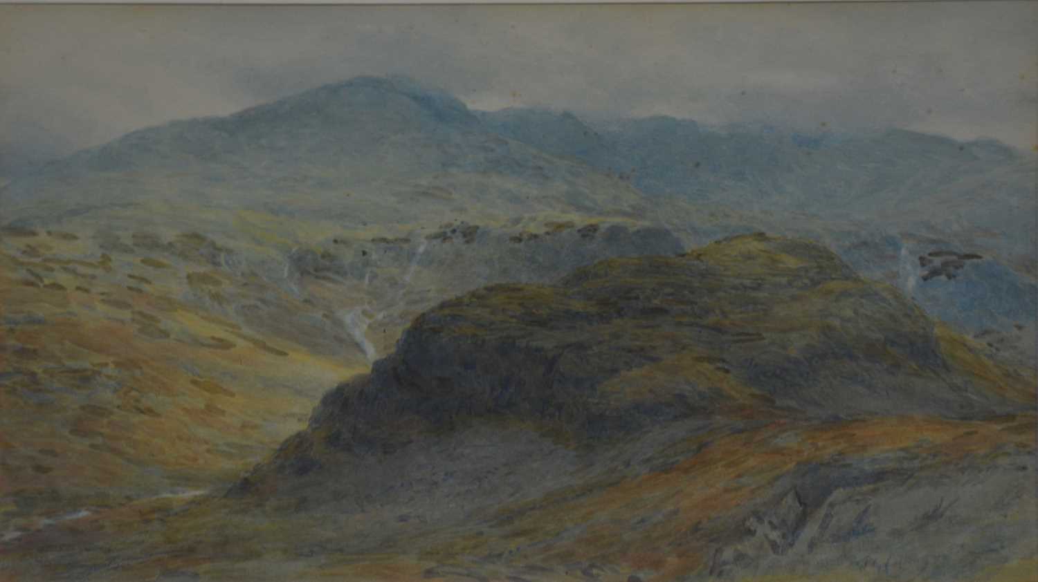 Lot 424 - William Gershom Collingwood, Coniston - Old man & The Bell, watercolour