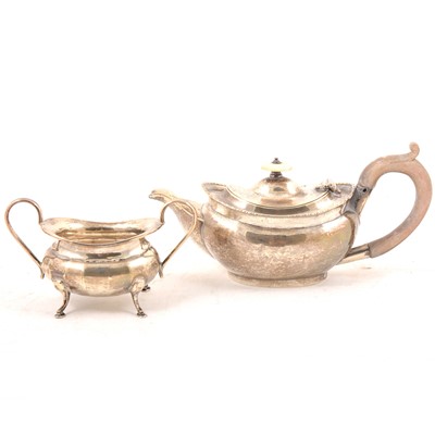 Lot 168 - Silver bachelor's teapot and unrelated oval sugar bowl.