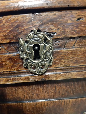 Lot 5 - A joined oak mule chest, dated 1728.