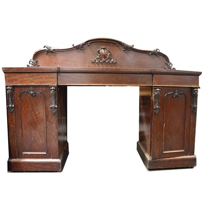 Lot 446 - Victorian mahogany twin pedestal sideboard