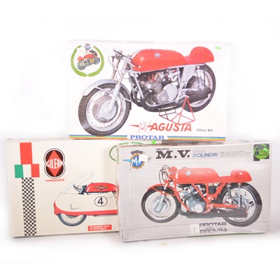 Lot 107 - Three Protar 1:9 scale model kits including Gilera Grand Prix 500cc, etc