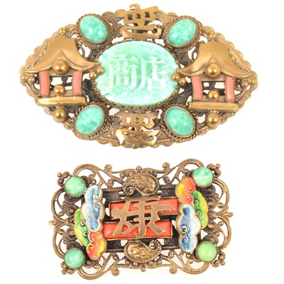 Lot 259 - Costume jewellery influenced from The Chinese Art Exhibition of 1935-1936, probably Max Neiger of Gablonz