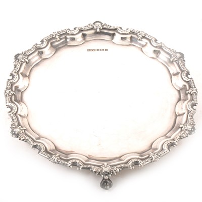 Lot 185 - Circular silver salver by Laurence R Watson & Co, Sheffield 1978