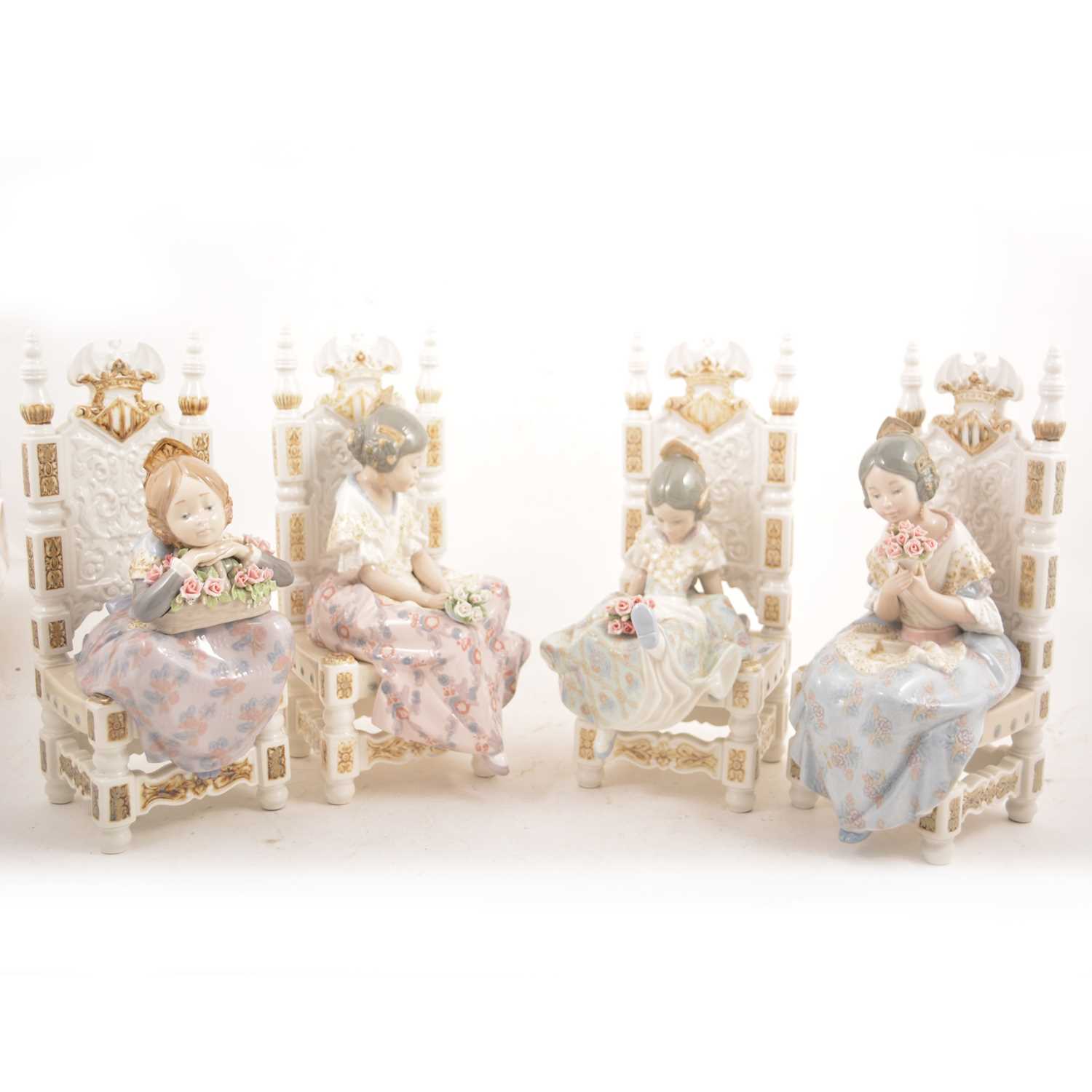 Lot 2 - Lladro - Four figures of girls on seats