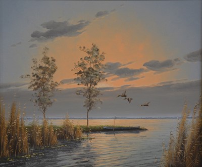 Lot 312 - G Brouwer - Mallards at dusk.