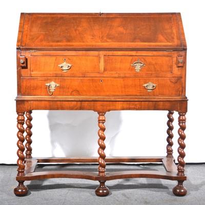 Lot 88 - A Queen Anne style walnut bureau on stand, early 20h century.