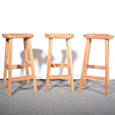 Lot 99 - Three modern hardwood counter stools.