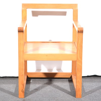 Lot 80 - A contemporary hardwood elbow chair, by Margaret Muir.