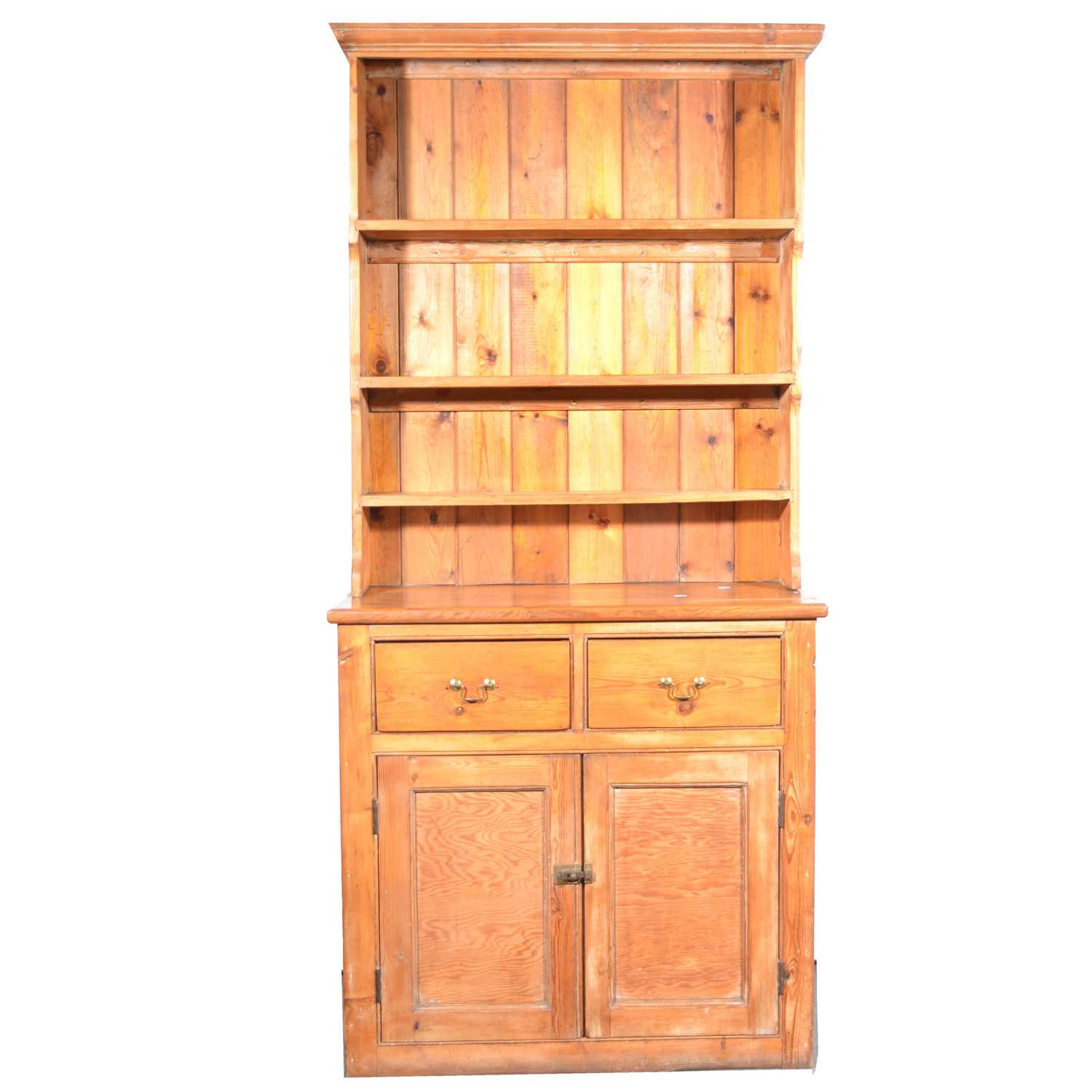 Lot 104 - A pine pantry cupboard with dresser top.