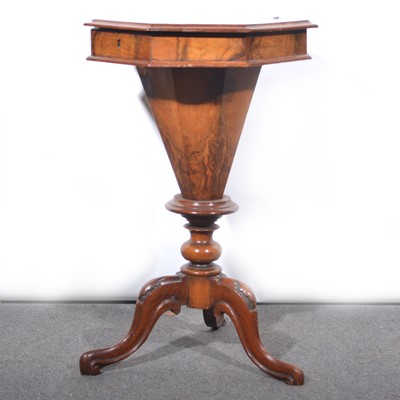 Lot 471 - Victorian walnut trumpet work table.