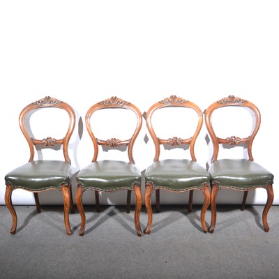 Lot 531 - Set of six Victorian walnut balloon back chairs.