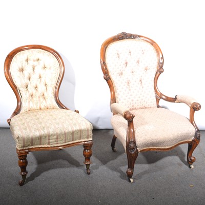 Lot 419 - Victorian easy chair and a similar nursing chair.