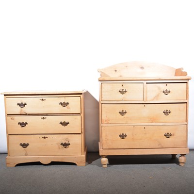 Lot 442 - Two Victorian stripped pine chests of drawers.