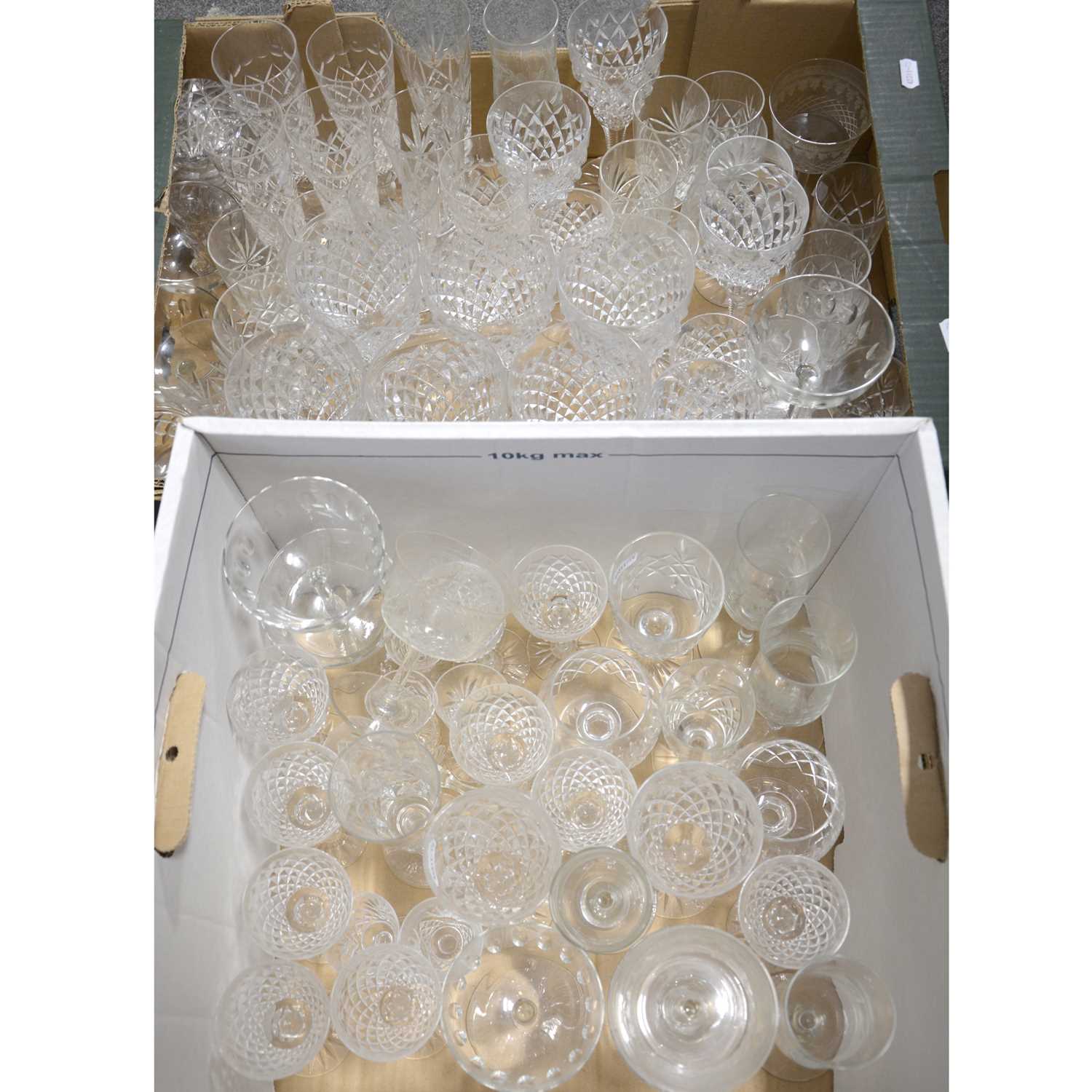 Lot 73 - Two boxes of assorted cut glass stemware