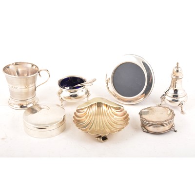 Lot 226 - A selection of silver items, to include a cup, condiment set etc.