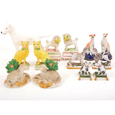Lot 36 - Selection of Staffordshire dogs and other animal figures