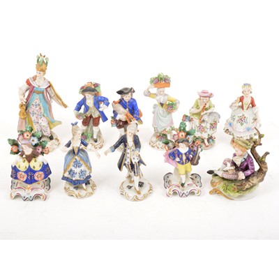 Lot 37 - A collection of Continental porcelain figures, including Sitzendorf