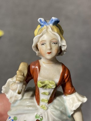Lot 37 - A collection of Continental porcelain figures, including Sitzendorf